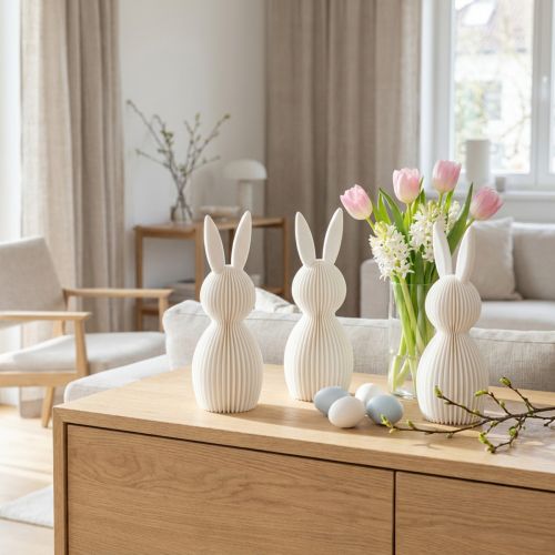 Decorative rabbit figurine with a folded look for modern interior design, living room or office, 13cm, 3 pieces | Floristik24.ie