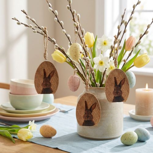 Product Easter Bunny Egg Hanging Ornament Wood 8×10.5cm 4pcs