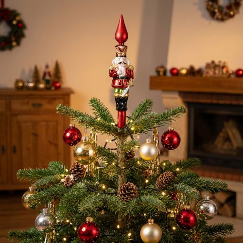 Christmas tree topper nutcracker figure in red for the Christmas tree 28cm real glass | Floristik24.ie