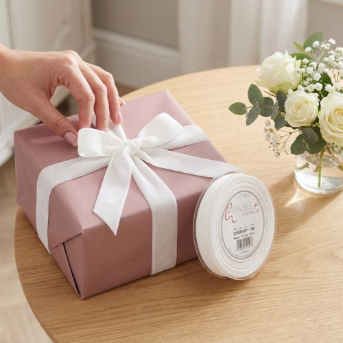 Velvet ribbon, gift ribbon, decorative ribbon, white velvet, 20mm wide, 10m long | Floristik24.ie
