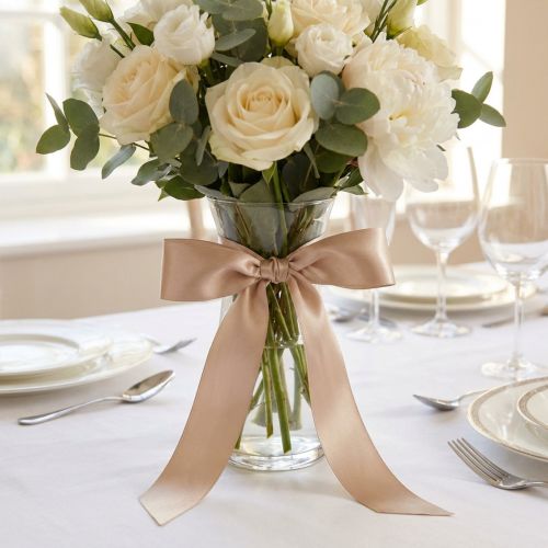 Product Decorative ribbon satin ribbon taffeta ribbon beige 15mm 50m