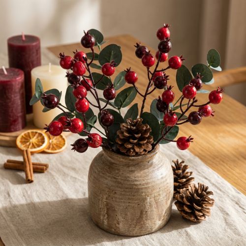 Product Artificial pomegranate branch with branching stems as vase decoration, 19cm, 4 pieces
