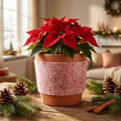 Product Felt ribbon, 100% wool, two-tone, as pot holder, felt ribbon white/red, 15cm x 5m