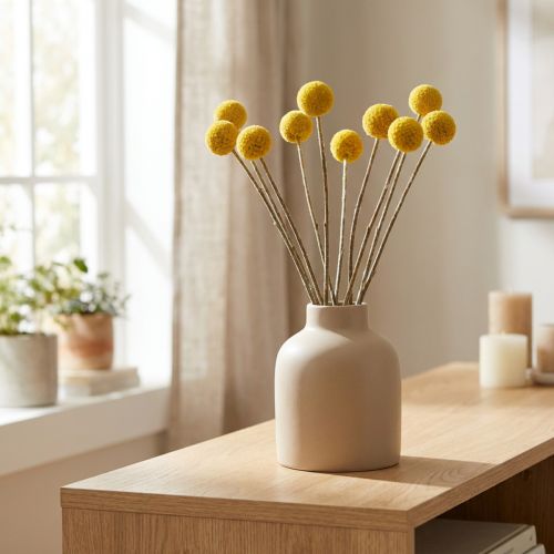 Craspedia dried flowers, yellow, 70cm, decorative, 10 pieces | Floristik24.ie