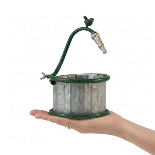 Product Metal planter, rain barrel, bird design, balcony decoration, Ø15.5cm