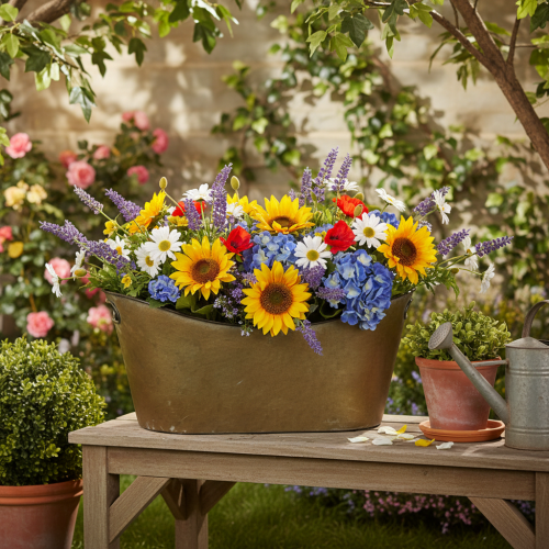 Set of plant pots and tubs, copper-colored/white, L32.5cm/36.5cm/41.5cm | Floristik24.ie