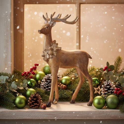 Product Decorative figurine of a deer with antlers, for standing, Christmas decoration, 28cm