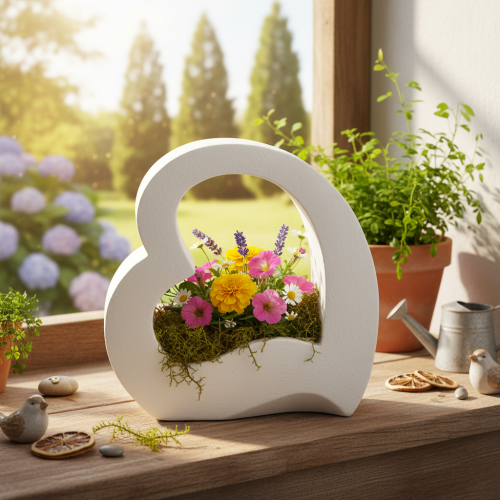 Heart-shaped decoration for planting and floral arrangements, open design, modern heart shape, 19cm | Floristik24.ie