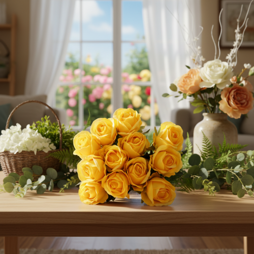 Product Artificial rose with long stem, artificial flower, 62cm, 12 pieces