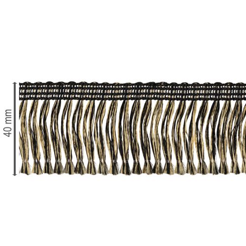 Product Black and gold fringed trim 4cm x 25m - Ideal for wreath decoration, mourning ribbon &amp; vintage accessories