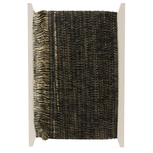 Black and gold fringed trim 4cm x 25m - Ideal for wreath decoration, mourning ribbon &amp; vintage accessories | Floristik24.ie