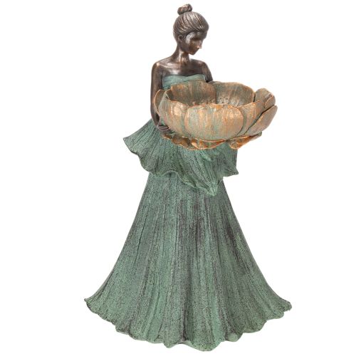 Female figure with flower bowl, decorative statue for aesthetic interior design and garden, 55cm