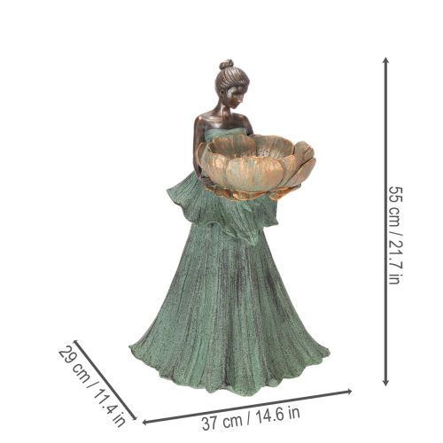 Product Female figure with flower bowl, decorative statue for aesthetic interior design and garden, 55cm