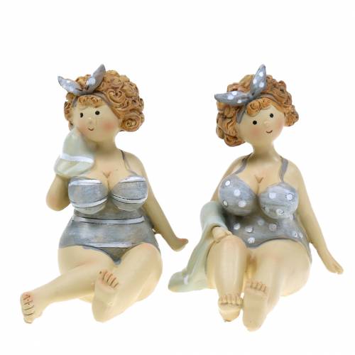 Decorative figure lady in swimsuit gray 10cm 2pcs