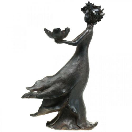 Floristik24 Bird bath flower child garden metal look anthracite 56.5cm