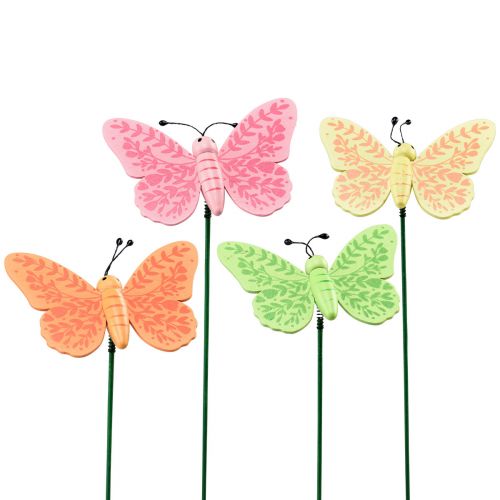 Floristik24 Spring decoration flower plugs wooden decorative butterflies 24.5cm 16pcs