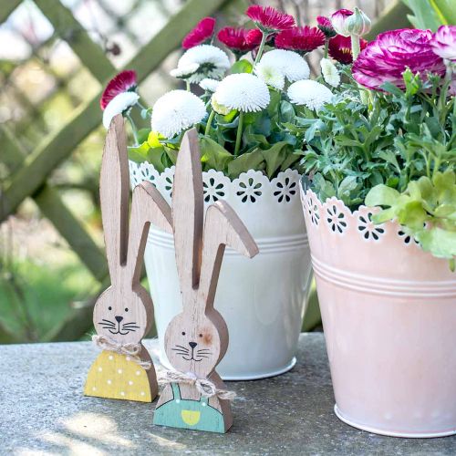 Floristik24 Happy bunny decoration, spring, Easter bunny couple, wooden decoration for standing H19cm 6 pcs