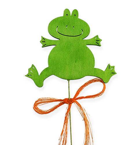 Floristik24 Wooden frog on wire with sisal bow 8-10cm 12pcs