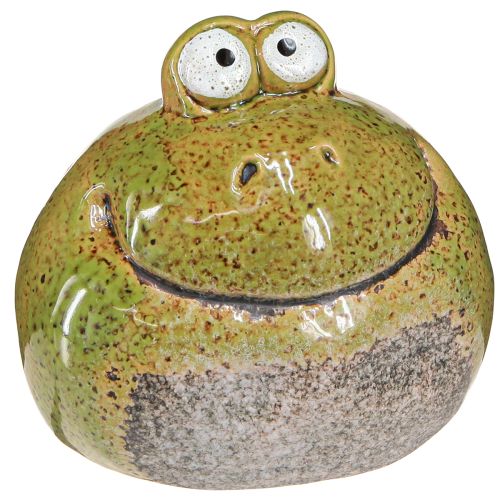 Floristik24 Frog Decoration Green Brown Ceramic Frog Head H10.5cm 2 Pcs
