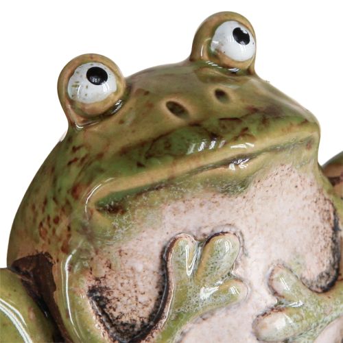 Product Frog Decoration Ceramic Green Brown Vintage Summer H7cm 4 Pcs