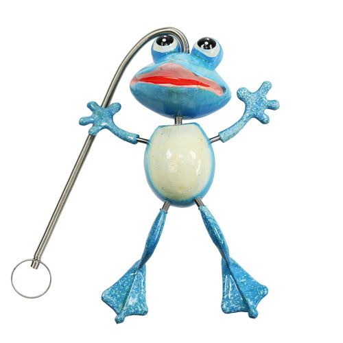 Floristik24 Agile frog with spring hanger 13cm blue