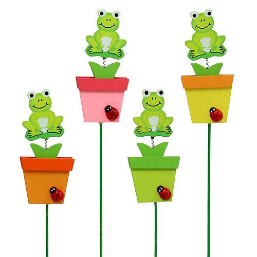 Floristik24 Frog in flowerpot assorted 9cm L28cm 16 pcs