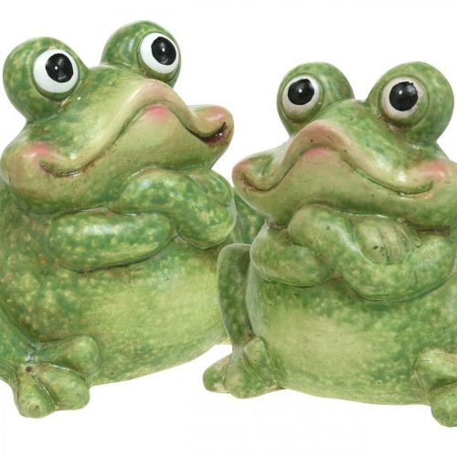 Floristik24 Ceramic frog couple, ceramic frog couple, summer decoration 14cm 2pcs