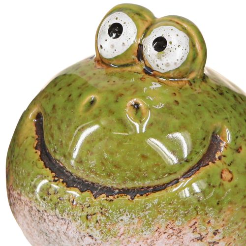 Product Frog Head Ceramic Summer Green Brown Vintage 7x7cm 4 pcs