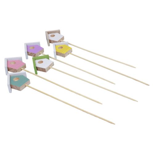 Floristik24 Spring decoration flower plug decorative birdhouse 6.5cm 6pcs