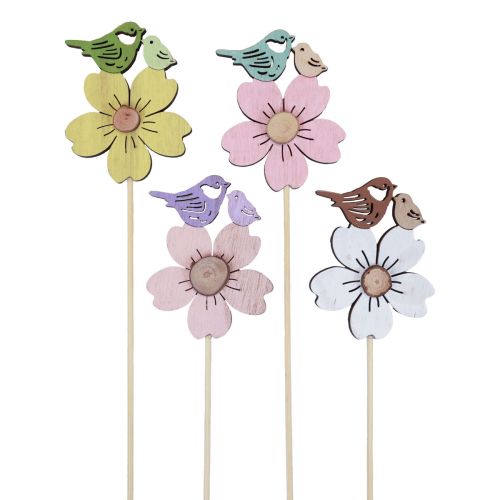 Floristik24 Spring decoration flower plugs wood bird decoration 8×6cm 12pcs