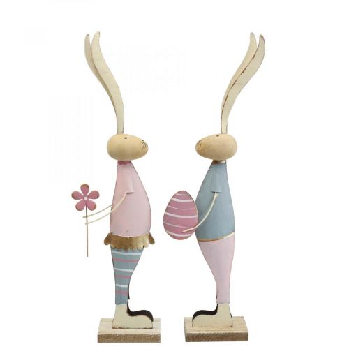 Spring decoration rabbits made of metal pair of rabbits H39cm