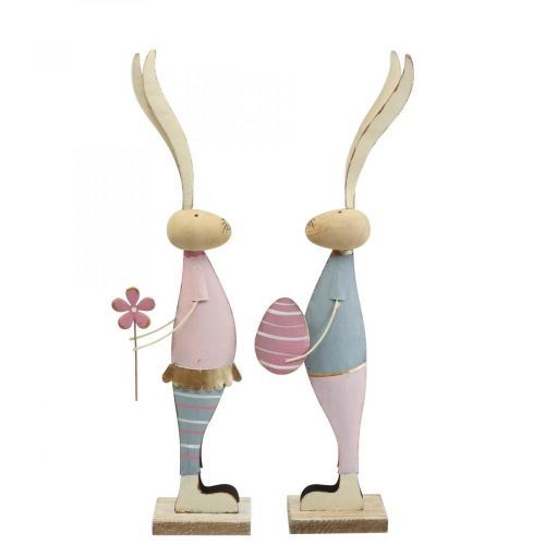 Floristik24 Spring decoration rabbits made of metal pair of rabbits H39cm
