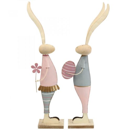 Product Spring decoration bunnies made of metal pair of bunnies H54cm 2pcs