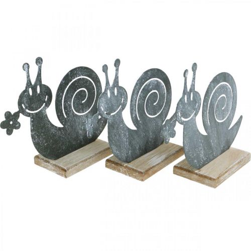 Floristik24 Spring decoration, metal snail, garden decoration, snail with flower, metal decoration 3pcs