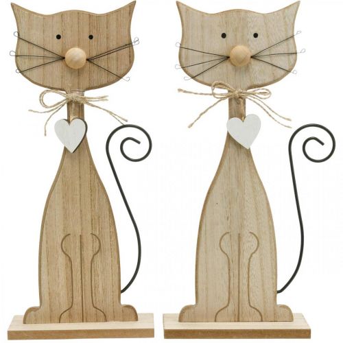 Floristik24 Spring figure, cat decoration, wooden figure, table decoration, country house decoration 2pcs