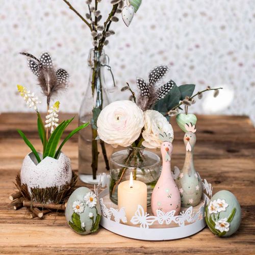 Floristik24 Spring tray, butterfly decoration, table decoration, metal decoration for planting white Ø20cm H6.5cm