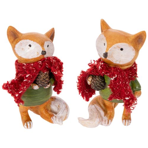 Decorative fox with scarf and pine cone, 10cm, 2 pieces buy online | Floristik24.ie