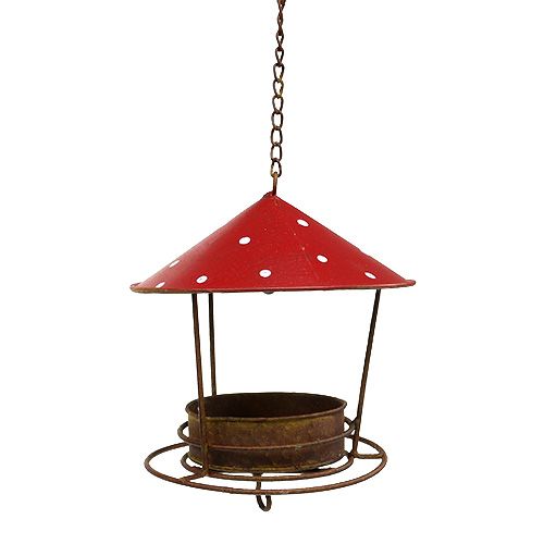 Floristik24 Bird feeder to hang red, grate Ø16cm H40cm