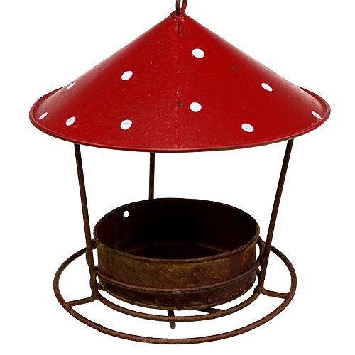 Floristik24 Bird feeder to hang red, grate Ø16cm H40cm
