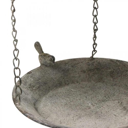 Product Decorative bird feeder, hanging bird bath, metal hanging basket brown, washed white Ø25cm H36cm