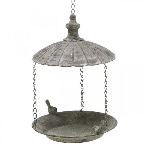 Floristik24 Decorative bird feeder, hanging bird bath, metal hanging basket brown, washed white Ø25cm H36cm
