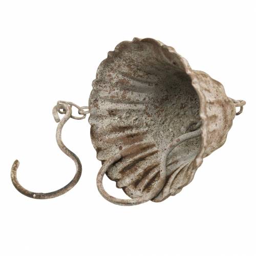 Floristik24 Metal bell for hanging with hooks, antique look, stainless steel grate Ø8.5cm H11cm