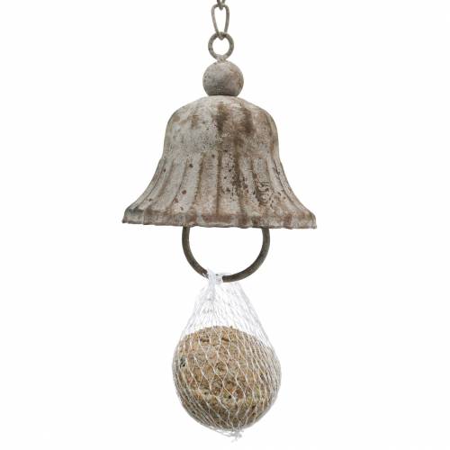 Floristik24 Metal bell for hanging with hooks, antique look, stainless steel grate Ø8.5cm H11cm