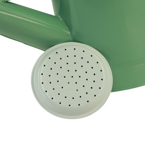 Product Metal decorative watering can, retro pastel green with white accents, for garden, balcony, and indoor use, 52.5x15x30cm