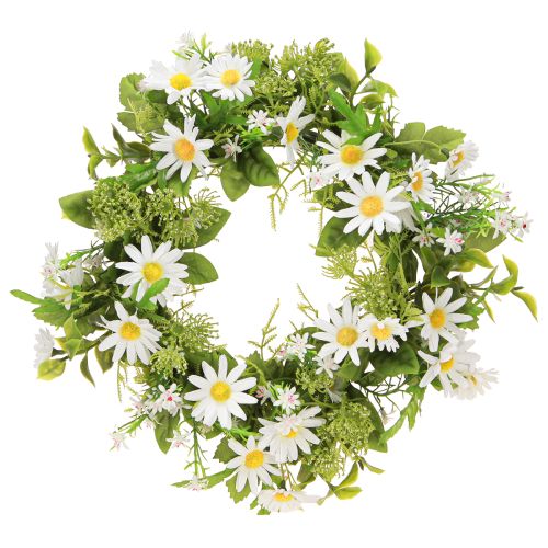 Floristik24 Daisy Wreath White Green Artificial Ø28cm H9cm