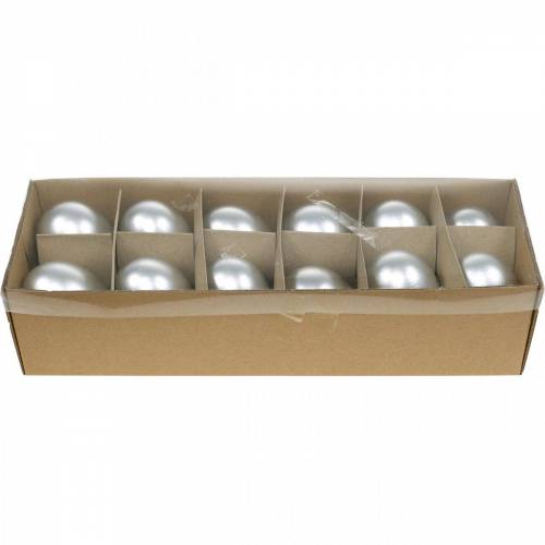 Floristik24 Goose Eggs Silver Blown Out Eggs Easter Decoration 12 Pcs