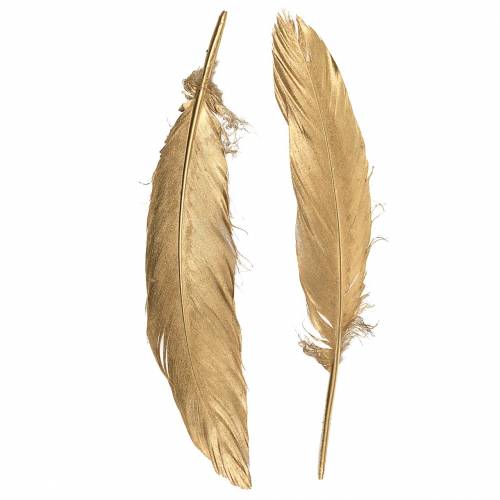 Golden feathers for handicrafts 16-18cm 12pcs