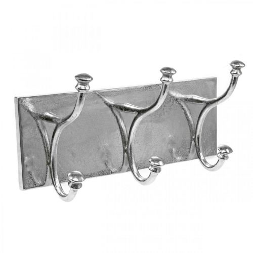 Floristik24 Coat rack with 3 hooks, hook rail for hanging, decorative hooks made of metal vintage look silver L46cm