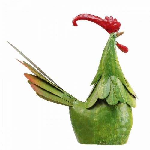 Garden Decoration Rooster Metal Table Decoration Easter Green 24×6×22cm