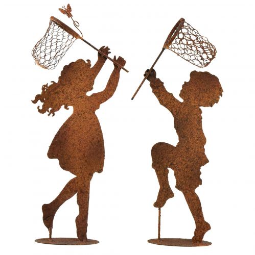 Floristik24 Garden decoration rust boy girl figures H44–46cm 2pcs